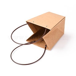 Trapezoid Kraft Paper Gift Bags with Plastic Haddles&nbsp;CARB-P007-A04-A