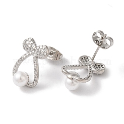 Bowknot Brass Micro Pave Clear Cubic Zirconia Stud Earrings&nbsp;EJEW-A110-06P