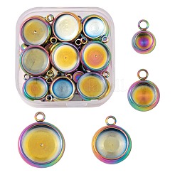 40Pcs 4 Style Ion Plating(IP) 304 Stainless Steel Pendant Cabochon Settings&nbsp;STAS-LS0001-56MC