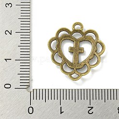 合金のチベット風チャーム  鉛フリー＆カドミウムフリー  クロスとハート  アンティークブロンズ  21.5x19.5x2.5mm  穴：1.5mm&nbsp;LS-TIBE-I026-6016AB