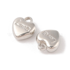 CCBプラスチックペンダント  単語「love」付けのハート  プラチナ  13x11.5x5mm  穴：1.5x2mm&nbsp;CCB-N006-29K