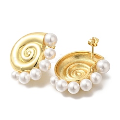 Rack Plating Shell Shape Brass Stud Earrings&nbsp;EJEW-H016-02G