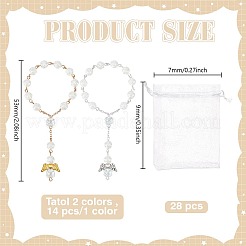 28Pcs 2 Styles Angel with Flower Plastic Imitation Pearl Charm Bracelets&nbsp;BJEW-GO0001-40