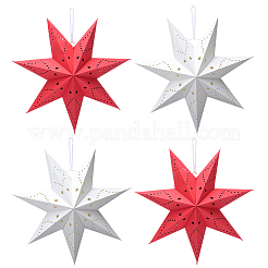4Pcs 2 Colors Paper Star Lantern Hanging Decorations for Christmas New Year Party Wedding Decor&nbsp;AJEW-GF0012-48