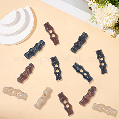 16本4色レジンボタン  ホーントグルボタン  2穴  アクセサリー縫製用  竹  ミックスカラー  40x13.5x9.5mm  穴：5mm  4個/カラー&nbsp;FIND-GF0008-25