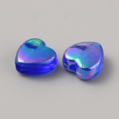 透明なアクリルビーズ  ABカラー  ブルー  ハート  8.5x8.5x4.3mm  穴：1.6mm  約100個/袋&nbsp;TACR-WH0014-25B