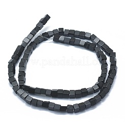 天然ブラックストーンビーズ連売り  キューブ  3~4.5x3~4.5x3~5mm  穴：0.8~1mm  約89~97個/連  15.1~15.5インチ（38.5~39.5cm）&nbsp;G-F631-C14