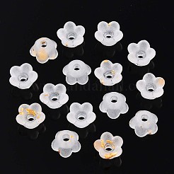 つや消し透明なアクリルビーズ  花  金箔  透明  5.5~6x3mm  穴：1.5mm  約10860個/500g&nbsp;OACR-N137-72A