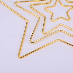 アイアン製フレームコネクター  工芸用  マクラメと他のDIYプロジェクト  スター  ゴールドカラー  48~190x49~200x3mm  内側のサイズ：42~183x43~195mm。&nbsp;IFIN-WH0050-03G