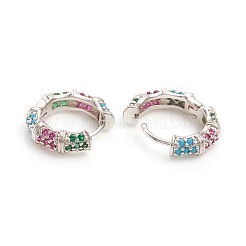真鍮マイクロペーブキュービックジルコニアハギーフープピアス  リング  カラフル  ミックスカラー  15.5x16.5x4mm  ピン：1mm&nbsp;EJEW-L234-78