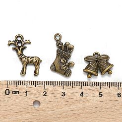 クリスマス混合スタイルチベットスタイルの合金のペンダント  アンティークブロンズ  19~30x13~22x1.5~4mm  穴：2mm  約40個/100g&nbsp;TIBEP-F040-02AB