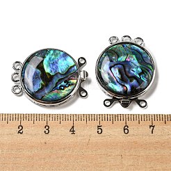 パウア貝のボックス留め金  合金ループ付き  フラットラウンド  カラフル  29.5x23.5x6~6.5mm  穴：2mm&nbsp;G-C104-05C-P