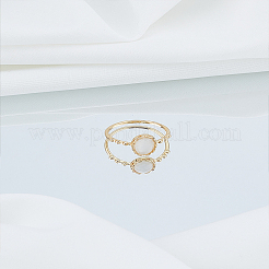 1Pc Brass & Cat's Eye Finger Rings for Women&nbsp;RJEW-LP0010-06G