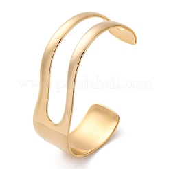 女性用304ステンレススチールカフバングル  18KGP本金メッキ  内径：43x66.5mm&nbsp;BJEW-B123-01G