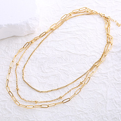 European layered titanium steel necklace box chain round bead fashion stainless steel jewelry&nbsp;YQ5413