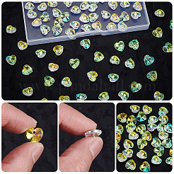 100個のガラスチャーム  ハート  ABカラー  多面カット  クリアAB  10x10x4.5mm  穴：1.2mm&nbsp;GLAA-SP0001-69