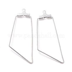 304ステンレスペンダント  フープピアスパーツ  台形  銀  21ゲージ  45.5x20x1.5mm  穴：1mm  インナーサイズ：16x38mm  ピン：0.7mm&nbsp;STAS-F191-10S