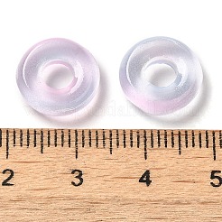 透明ガラス欧州ビーズ  大きな穴  フラットラウンド  ライラック  12x4mm  穴：5mm&nbsp;GLAA-A012-03E