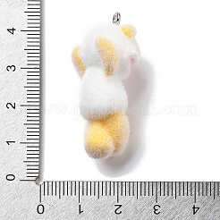 樹脂チャーム  プラチナ鉄ループ付き  パンダチャーム  きいろ  38x19.5x15mm  穴：2mm&nbsp;RESI-Q007-05B