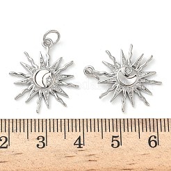 天然石ホワイトシェルペンダント  真鍮製のサンチャーム（丸カン付き）  プラチナ  22x19.5x2.5mm  穴：3.5mm&nbsp;KK-D502-20P