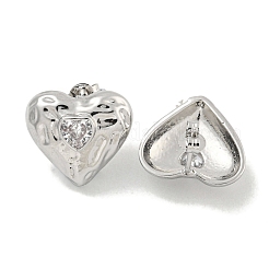 Heart Texture Brass Micro Pave Cubic Zirconia Stud Earrings for Women&nbsp;EJEW-E312-07P