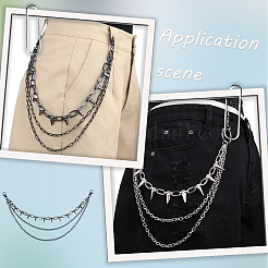 1Pc Unisex Rivet Alloy 3 Layered Waist Chain Belts&nbsp;AJEW-CY0002-26EB