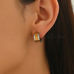 Two Tone Multi-Layer Line Stainless Steel Hoop Earrings&nbsp;FG1785