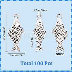 チベット風アロイペンダント100個  魚  アンティークシルバー  20x8.5x3mm  穴：1.6mm&nbsp;TIBE-SC0009-31