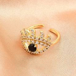 Brass Micro Pave Cubic Zirconia Cuff Rings for Women&nbsp;RJEW-Z113-44G
