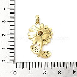 真鍮製マイクロパヴェキュービックジルコニアペンダント  花  18KGP本金メッキ  28.5x18x4mm  穴：4x3mm&nbsp;KK-P334-15G