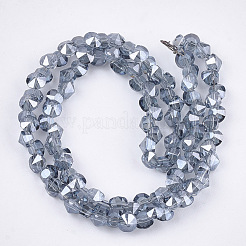 電気メッキガラスビーズセット  多面カット  ダイヤモンド  ライトスチールブルー  4~4.5x4x3~3.5mm  穴：0.8mm  約100個/連  11.8インチ&nbsp;EGLA-S179-03B-C03