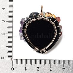Natural Obsidian Heart Pendants&nbsp;G-K374-01B
