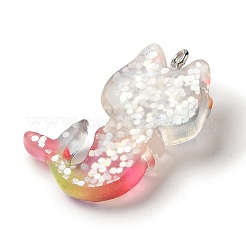 Mermaid Theme Transparent Resin Pendants&nbsp;RESI-P029-08P-B
