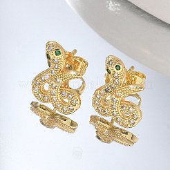 Brass Micro Pave Clear Cubic Zirconia Stud Earrings&nbsp;EJEW-D305-02G