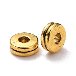 チベット風合金スペーサービーズ  フラットラウンド  カドミウムフリー＆鉛フリー  アンティーク黄金  6x2.5mm  穴：2mm&nbsp;TIBEB-ZN60102-01AG