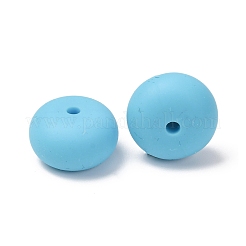 シリコンビーズ  ロンデル  焦点ビーズ  ライトスカイブルー  14x8.5mm  穴：2mm&nbsp;SIL-I021-01F