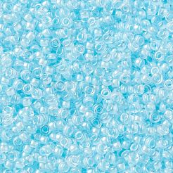MIYUKIラウンドロカイユビーズ  日本製シードビーズ  15/0  （rr220)アクアミストライニングクリスタル  15/0  1.5mm  穴：0.7mm  約250000個/ポンド&nbsp;SEED-G009-RR0220