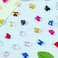 100個の透明なガラスビーズ  多面カット  蝶  ミックスカラー  12x15x8mm  穴：1.5mm&nbsp;GLAA-SP0001-51