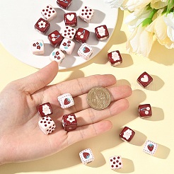 35Pcs 7 Styles Opaque Printed Acrylic Beads&nbsp;MACR-YW0004-38