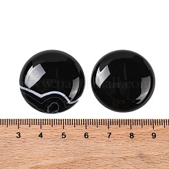 天然染色＆加熱黒瑪瑙カボション  フラットラウンド  27~28x6~8mm&nbsp;G-B085-02A-03