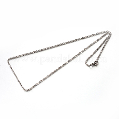 変色しにくい304ステンレススチールロープチェーンネックレス  ステンレス鋼色  19.7インチ（50cm）  2mm&nbsp;STAS-M174-011P-B