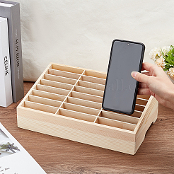 24-Grid Wooden Cell Phone Storage Box&nbsp;AJEW-WH0258-969A