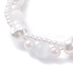 Plastic Imitation Pearl & Cat Eye Beaded Bracelets for Women&nbsp;BJEW-JB12912
