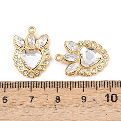 304ステンレスペンダント  ハート  ラインストーン付き  18KGP本金メッキ  PVD真空メッキ  クリスタル  21x15x3.5mm  穴：1.2mm&nbsp;STAS-C158-03G-01