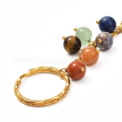 Natural Mixed Stone with Evil Eye Lampwork Keychain&nbsp;KEYC-JKC00270-01