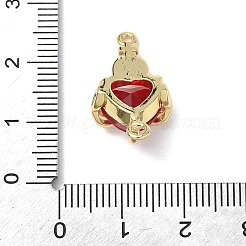 Brass with Glass Dark Red Sacred Heart Connector Charms&nbsp;KK-L253-27G