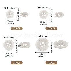 40Pcs 4 Styles Resin Buttons&nbsp;BUTT-TADJ0001-02C