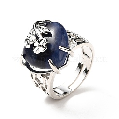 Natural & Synthetic Gemstone Adjustable Rings&nbsp;RJEW-P043-03P