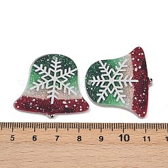 クリスマステーマの不透明プリントアクリルパーツ  スノーフレーク  31x34.5x2.5mm  穴：1.6mm&nbsp;OACR-B037-05