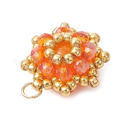 Dyed Natural Malaysia Jade & Electroplate Glass Cluster Beaded Pendants&nbsp;PALLOY-MZ01311-01